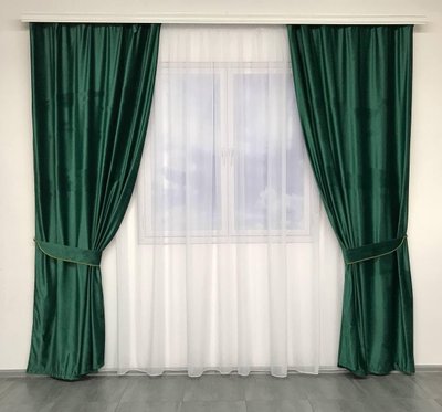 Готовые шторы Зеленые однотонные бархат 150*270 см, модные бархатные портьеры для спальни и гостиной 1416398110 фото