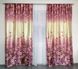 Современные двухцветные атласные шторы с цветочным рисунком бежево Фиолетовые, комплект готовых штор 1421587489 фото 3