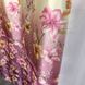Современные двухцветные атласные шторы с цветочным рисунком бежево Фиолетовые, комплект готовых штор 1421587489 фото 10