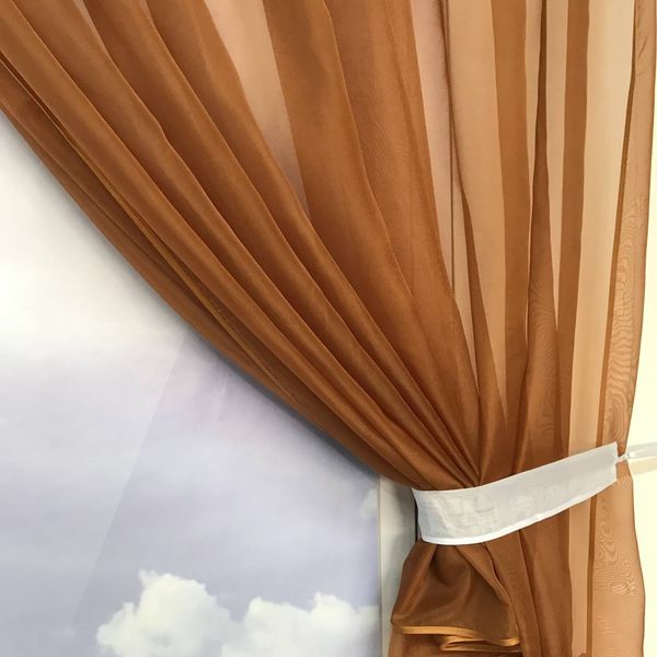 Коротка тюль для спальні із шифону ALBO 300x170 cm Коричнева (KU-139-13) 991992132 фото