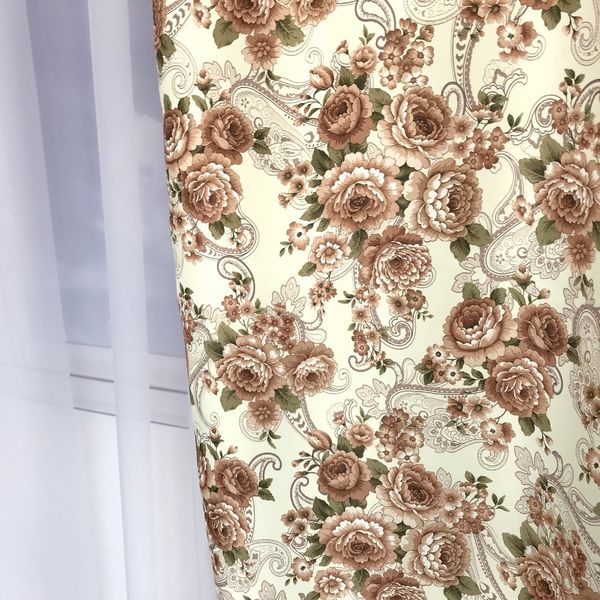 Современные атласные шторы цветы, готовые молочные портьеры с цветочным рисунком в спальню, гостиную 1262434611 фото