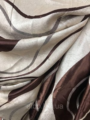 Щільна шторна тканина велюр блекаут софт двостороння з хвилями коричневого кольору, висота 2.8 м на метраж (209-2) 1622128291 фото