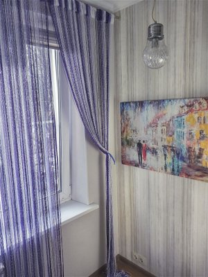 Кисейные занавески для зала гостинной комнаты спальни, шторы-нити для кухни Фиолетово-сиренево-белые (NL-312) 1396568927 фото