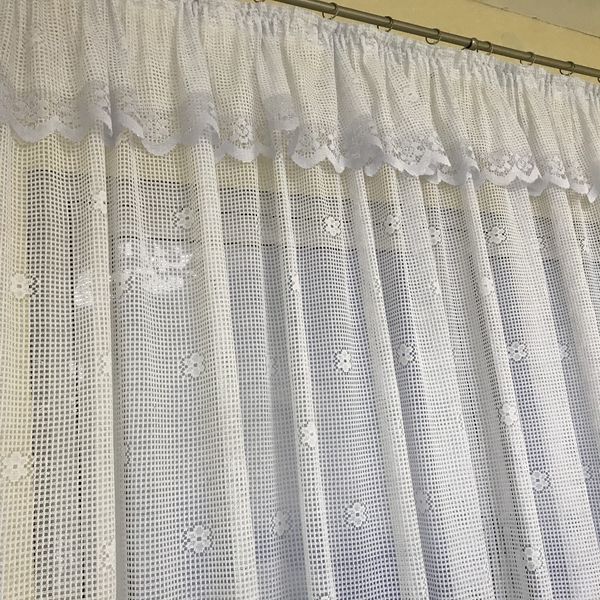 Занавески в зал белые ,короткие готовые комбинированные из сетки, гардины в спальню (KU-138-4-22) 1171953004 фото