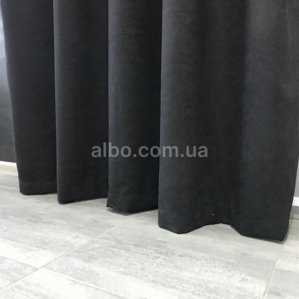 Однотонные шторы из микровелюра с шифоновым тюлем на люверсах 200*270 см, портьеры для спальни Черный SHTN-Petek-194 фото