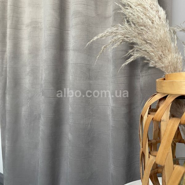 Штори оксамитові сірого кольору з білим шифоновим тюлем ALBO (SHTN-930-13) SHTN-930-13 фото