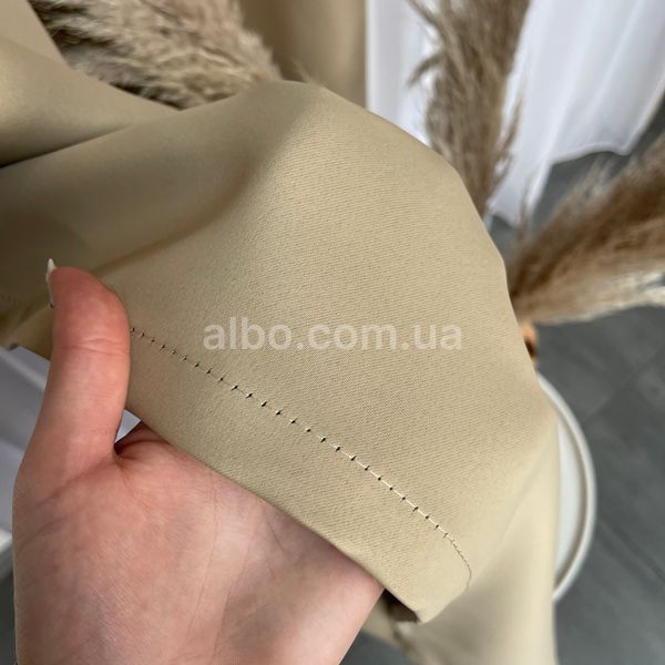 Матові штори атлас блекаут кремового кольору з білим шифоновим тюлем ALBO (SHTN-M30-11) SHTN-M30-11 фото