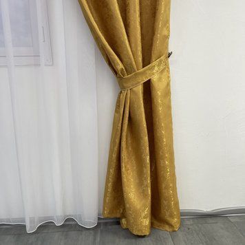 Готовые однотонные шторы жаккард "песок" ALBO Золотые (SH-C33-9) SH-C33-9 фото