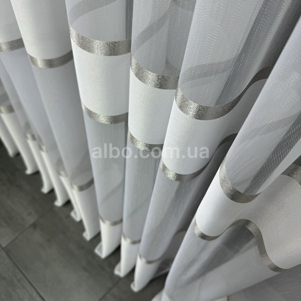 Бамбуковый тюль с серыми полосками (B110 GRI)