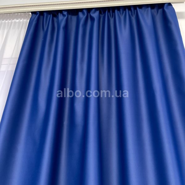 Матові штори атлас блекаут синього кольору з білим шифоновим тюлем ALBO (SHTN-M30-24) SHTN-M30-24 фото
