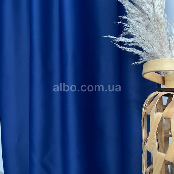 Матові штори атлас блекаут синього кольору з білим шифоновим тюлем ALBO (SHTN-M30-24) SHTN-M30-24 фото