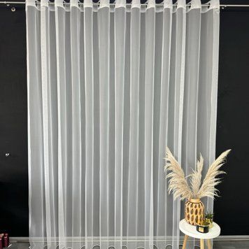 Тюль у спальню з фатину на люверсах готові стильні тюлі ALBO 500x270 cm, білий (T-F-L-5) T-F-L-5 фото