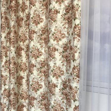 Щільна атласна шторна тканина, на метраж, в стилі прованс, кавова, висота 2.8 м (631-3) 631-3 фото