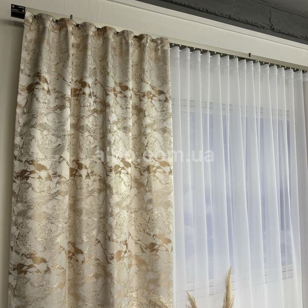 Мраморные жаккардовые шторы ALBO серо-золотистые 150&times;270 см, комплект 2 шт. (SH-D28-1) SH-D28-1 фото