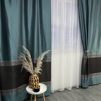 Шторы из жакарда, современные шторы в спальню Бирюзовые (SH-K7-3) SH-K7-3 фото