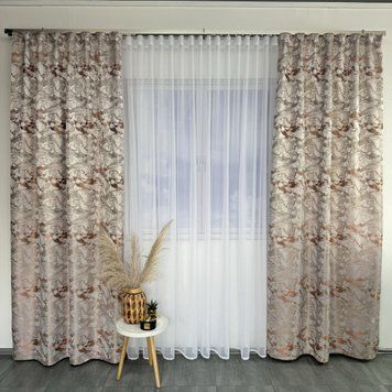 Мраморные жаккардовые шторы ALBO серо-бронзовый 150&times;270 см, комплект 2 шт. (SH-D28-6) SH-D28-6 фото