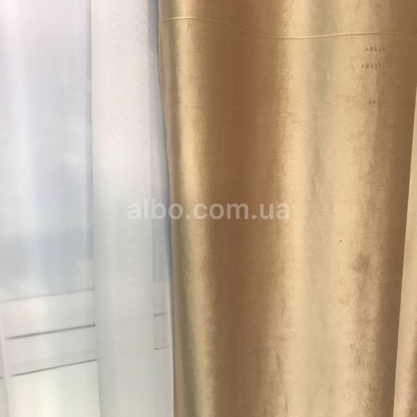 Оксамитові готові однотонні штори Кавові, з тюлем (SHTN-915-5) SHTN-915-5 фото