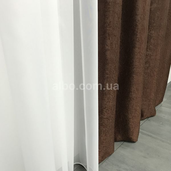 Готові щільні коричневі штори блекаут Шоколадні з тюлем, сучасні світлонепроникні портьєри blackout SHTN-250-11 фото