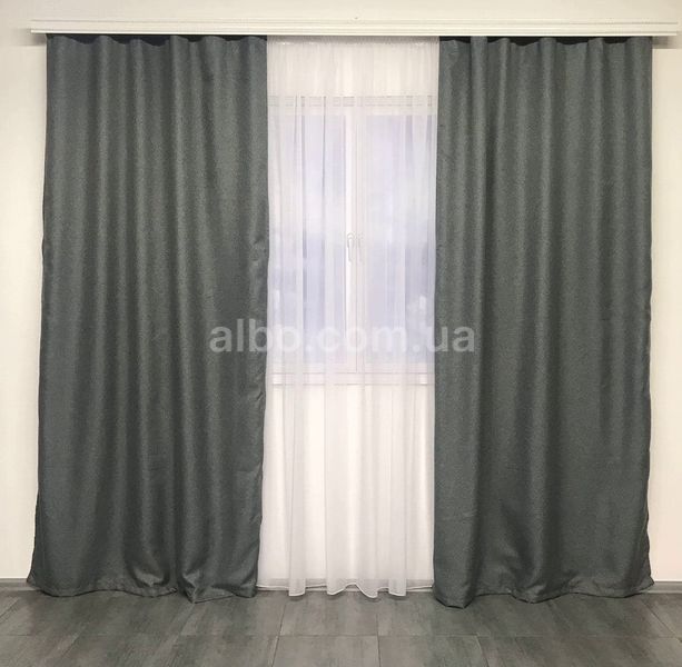 Комплект штор із льону блекаут 150x270 cm (2 шт) ALBO Темно-сірі (SH-M5-12) SH-M5-12 фото