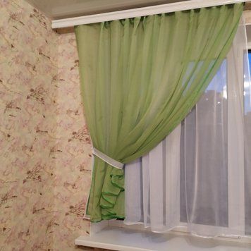 Занавески шифоновые для зала гостинной спальни, занавески на ламбрекенах для гостинной Салатовая (KU-139-8) KU-139-8 фото