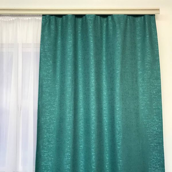 Бірюзові однотонні штори з льону, готові зелені портьєри в дитячу, спальню, вітальню, кухню 150x270 cm 1642039625 фото
