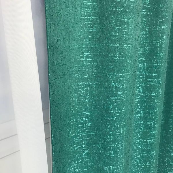 Бірюзові однотонні штори з льону, готові зелені портьєри в дитячу, спальню, вітальню, кухню 150x270 cm 1642039625 фото