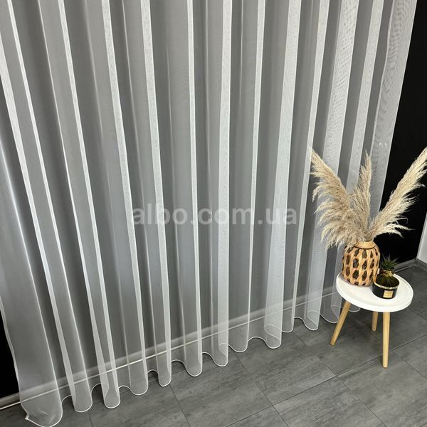 Тюль у спальню з фатину на люверсах готові стильні тюлі ALBO 400x270 cm, білий (T-F-L-4) T-F-L-4 фото