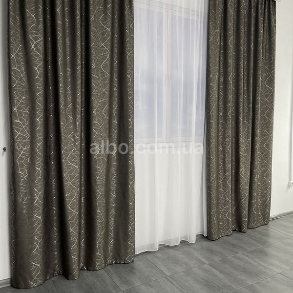 Штори Темно-коричневий льон з візирунком 150*270 см (SH-M17-8) SH-M17-8 фото