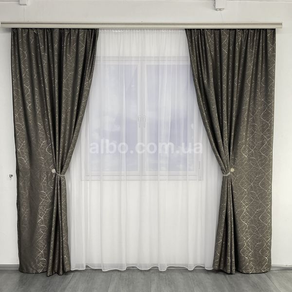 Штори Темно-коричневий льон з візирунком 150*270 см (SH-M17-8) SH-M17-8 фото