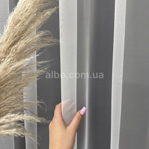Тюль у спальню з фатину на люверсах готові стильні тюлі ALBO 400x270 cm, білий (T-F-L-4) T-F-L-4 фото