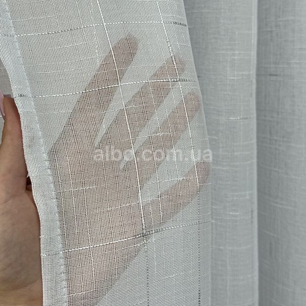 Тюль на метраж из льна белая с серебряной ниткой, высота 2,8м (608-5) 608-5 фото