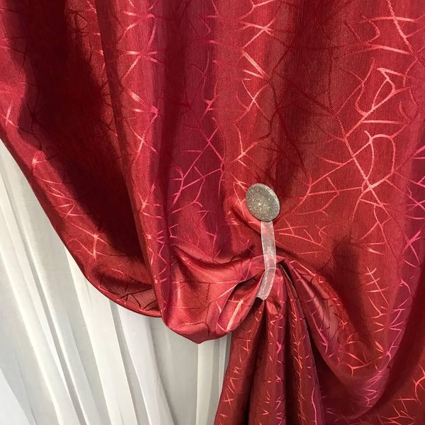 Шторна жакардова тканина з ефектом битого скла, бордового кольору, висота 2,8м (C17-20) 1647954702 фото