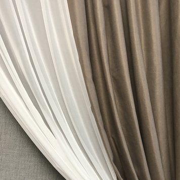 Занавеска из микровелюра и шифона 400x170 cm ALBO Кофейная (KU-PK-341) KU-PK-341 фото