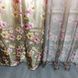 Красивые атласные штори обмре Оливковые с цветочным рисунком, готовые пошитые гардины и шторы, комплект 1428141159 фото 3