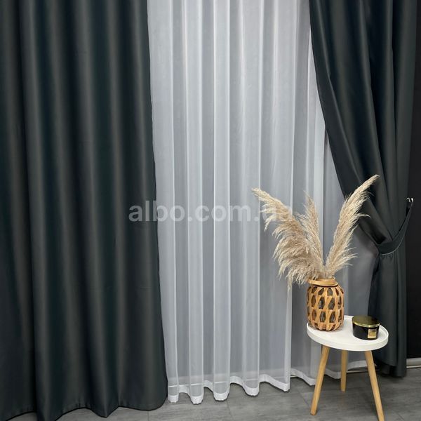 Штора атлас блекаут на люверсах ALBO чорна 150&times;270 см, 1 шт. (SH-LM30-18) SH-LM30-44 фото