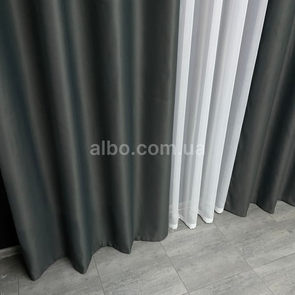 Штора атлас блекаут на люверсах ALBO чорна 150&times;270 см, 1 шт. (SH-LM30-18) SH-LM30-44 фото