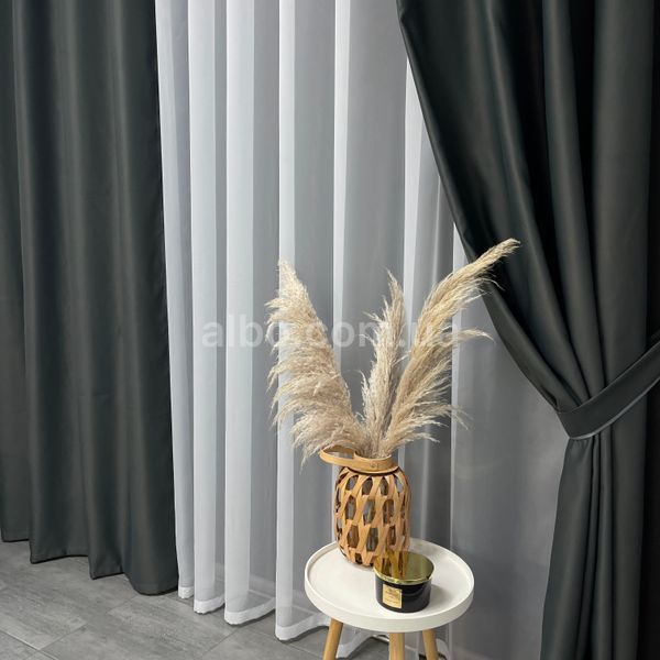 Штора атлас блекаут на люверсах ALBO чорна 150&times;270 см, 1 шт. (SH-LM30-18) SH-LM30-44 фото