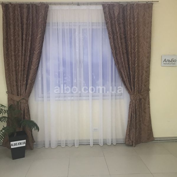 Готові штори блекаут однотонні Шоколадні, Комплект коричневих штор зі щільної портьєрної тканини blackout SH-026-20 фото
