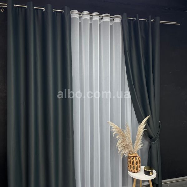Штора атлас блекаут на люверсах ALBO чорна 150&times;270 см, 1 шт. (SH-LM30-18) SH-LM30-44 фото