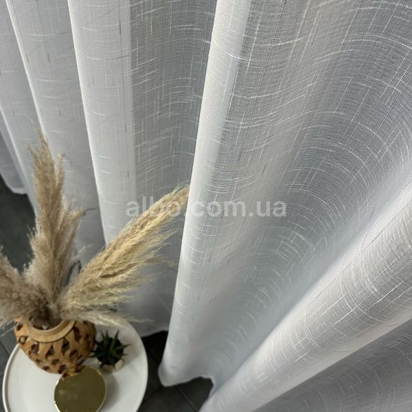 Белая тюль из льна с серебреной нитью на люверсах (T-L-L-S-4) T-L-L-S-4 фото