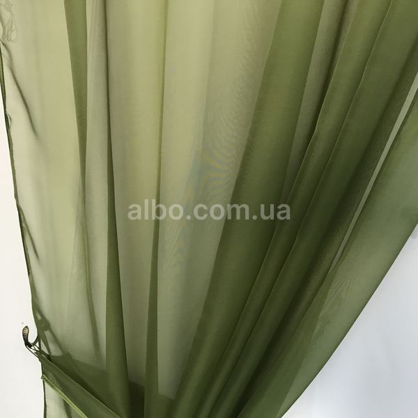 Шторы шифоновые 150х270cm (2 шт) с ламбрекеном ALBO зеленые (LS-295-31)