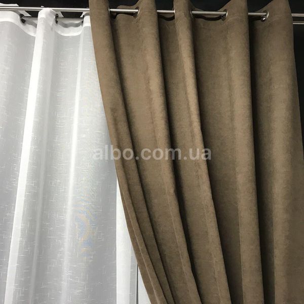 Готові штори на люверсах, Кавові однотонні з мікровелюру на люверсах 200*270 см (SH-Petek-193) SH-Petek-193 фото