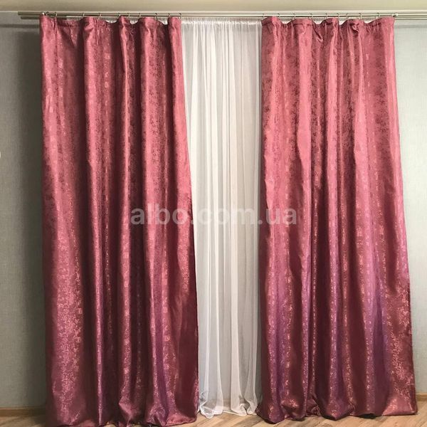 Жакардовые однотонные малиновые шторы с тюлю ALBO (SHTN-C33-13) SHTN-C33-13 фото