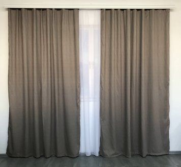 Штори мікровелюрові ALBO сіро-бежеві 150&times;270 см, комплект 2 шт. (SH-PKn-341) SH-PKn-341 фото