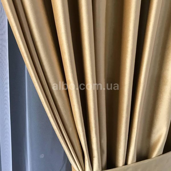 Золотистые готовые бархатные шторы однотонные на тесьме, комплект штор ALBO 200x270 cm SH-915T-9 фото
