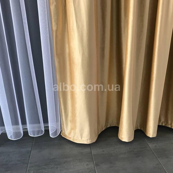 Золотистые готовые бархатные шторы однотонные на тесьме, комплект штор ALBO 200x270 cm SH-915T-9 фото