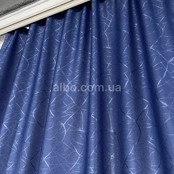 Сині однотонні готові штори льон&nbsp;з візирунком 150*270 см (SH-M17-16) SH-M17-16 фото