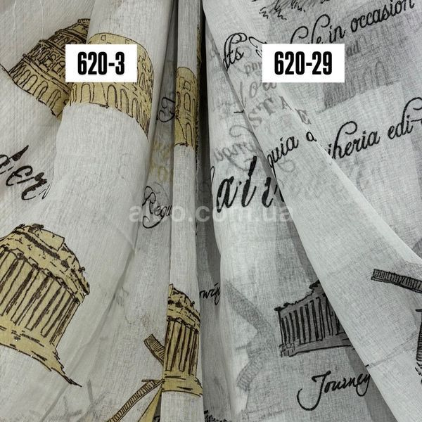 Тюль з батисту у молочному кольорі з візерунком міста, висота 2.8 м (620-29) 620-29-T фото