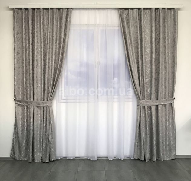Готові штори з мармуру Сірого кольору, з тюлем (SHTN-M19n-2) SHTN-M19n-2 фото