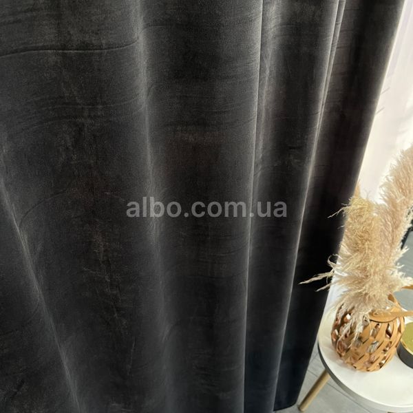Штори оксамитові графітового кольору з білим шифоновим тюлем ALBO (SHTN-930-16) SHTN-930-16 фото